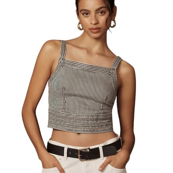 Anthropologie Pilcro Nika Embroidered Cropped Lace Up Back Tank Size XL, NWT - Picture 3 of 10